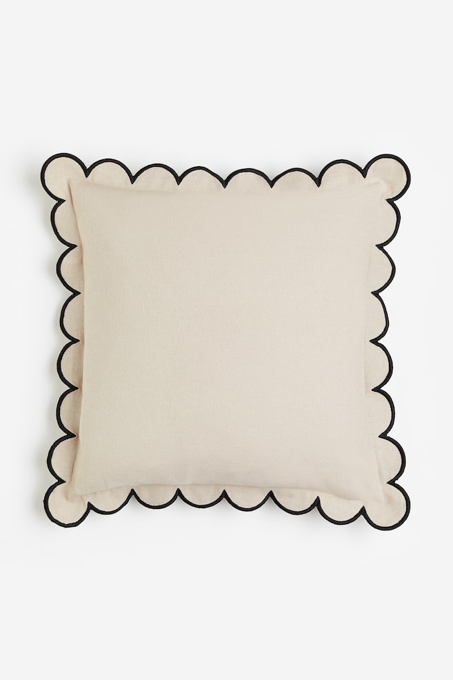 Linen-blend cushion cover - Beige/Yellow/Purple - 1