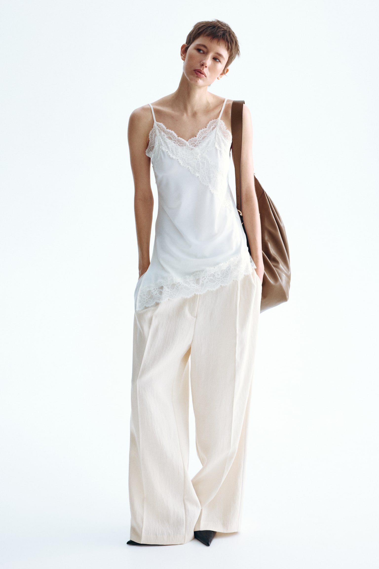 Tailored trousers - Light beige/Dark olive green/Dark brown - 6