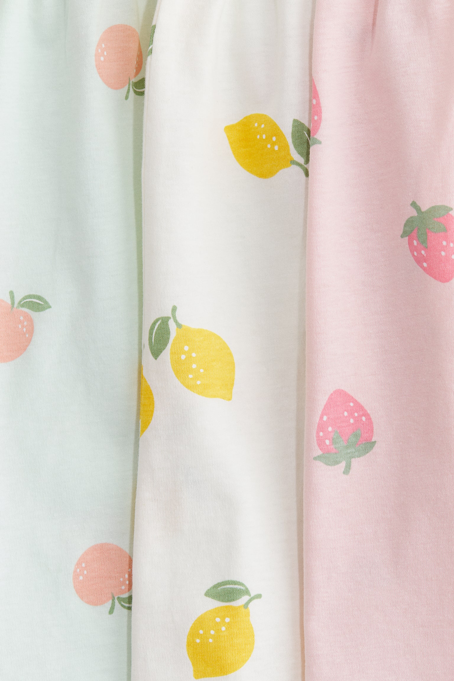 Pack de 3 vestidos em algodão com estampado - Rosa claro/Fruta/Branco/Floral/Bege/Padrão leopardo/Creme/Cerejas - 2