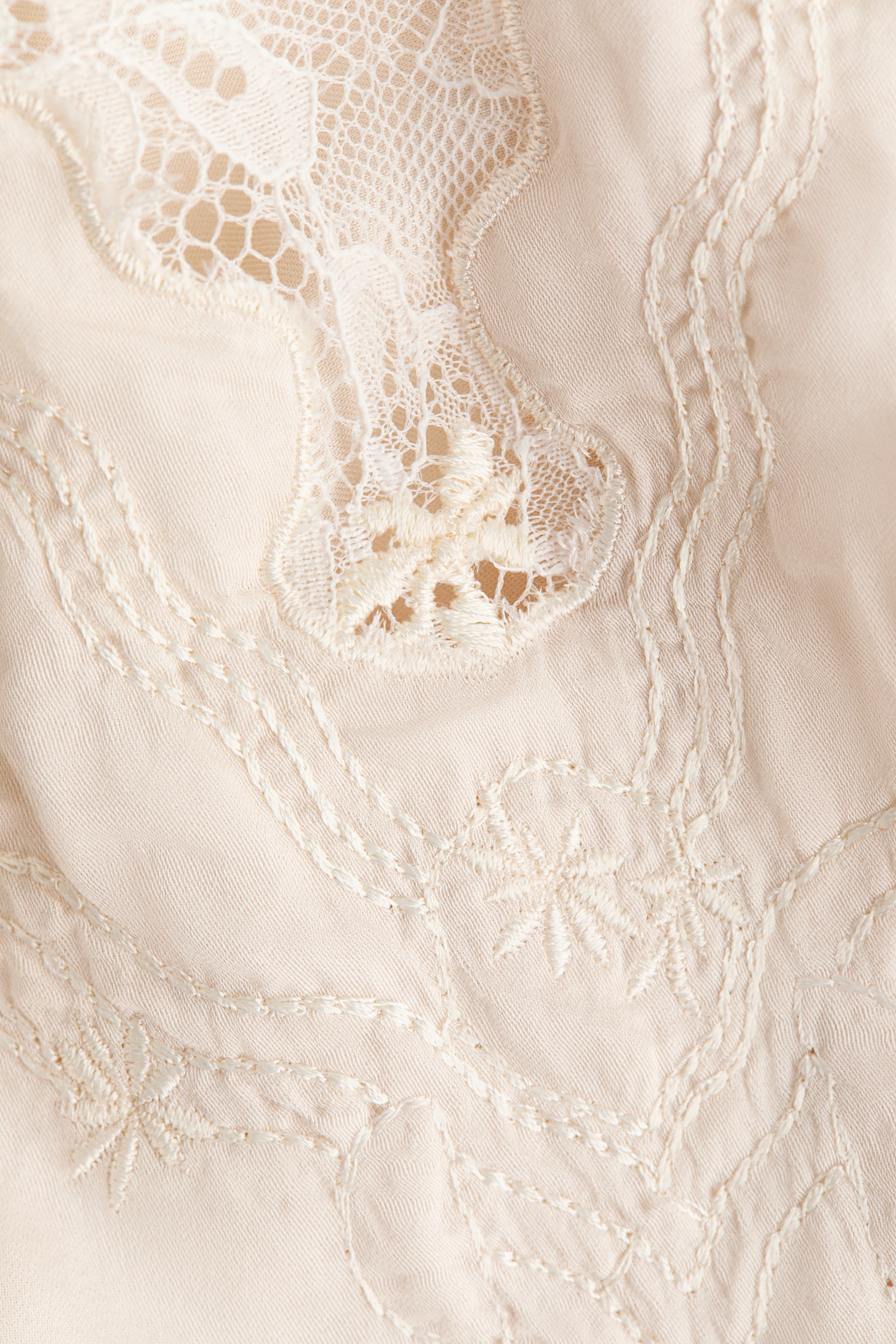 Женский топ H&M Lace-Trimmed Camisole Top, цвет: Светлый бежевый — фото 5