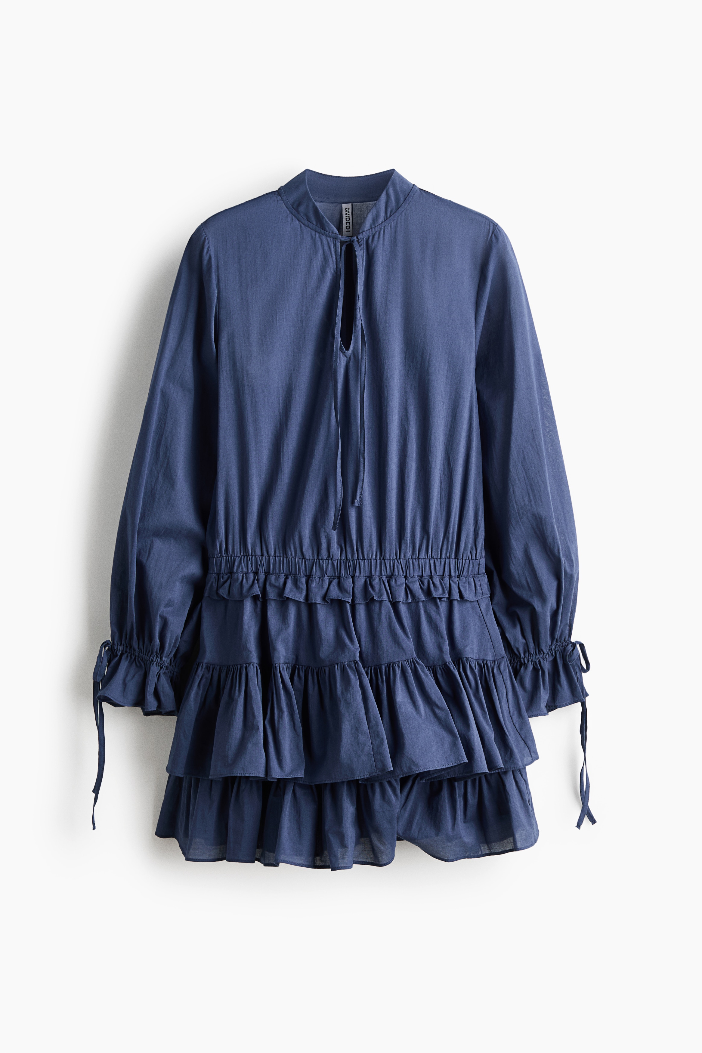 Flounced cotton dress - Dark blue