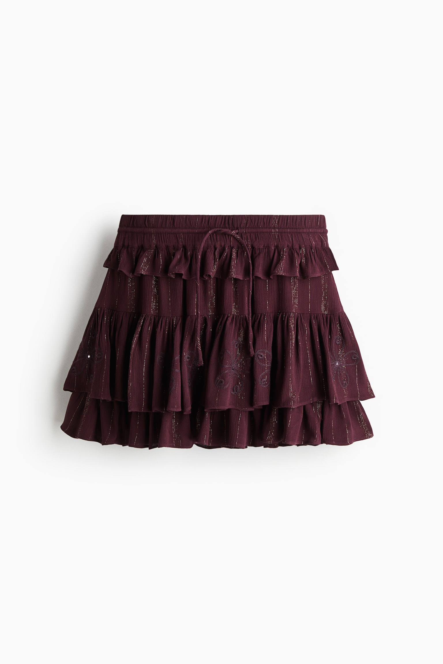 Женская юбка H&M Flounced Mini, цвет: Бордовый — фото 1