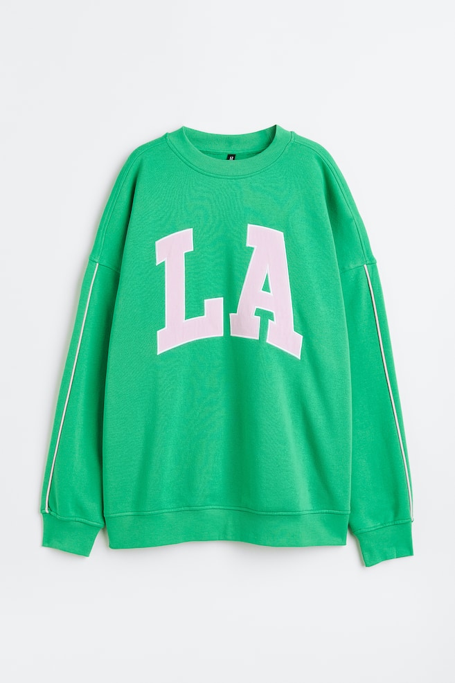 Oversized sweatshirt med motiv - Grøn/LA/Sort/Chicago/Naturhvid/Adelaide - 1