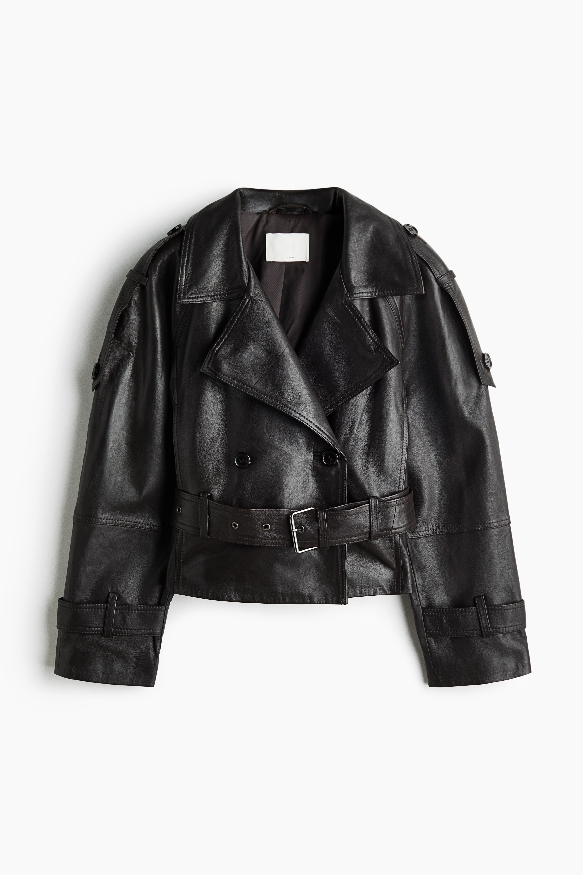 Leather Biker Jacket - Dark brown