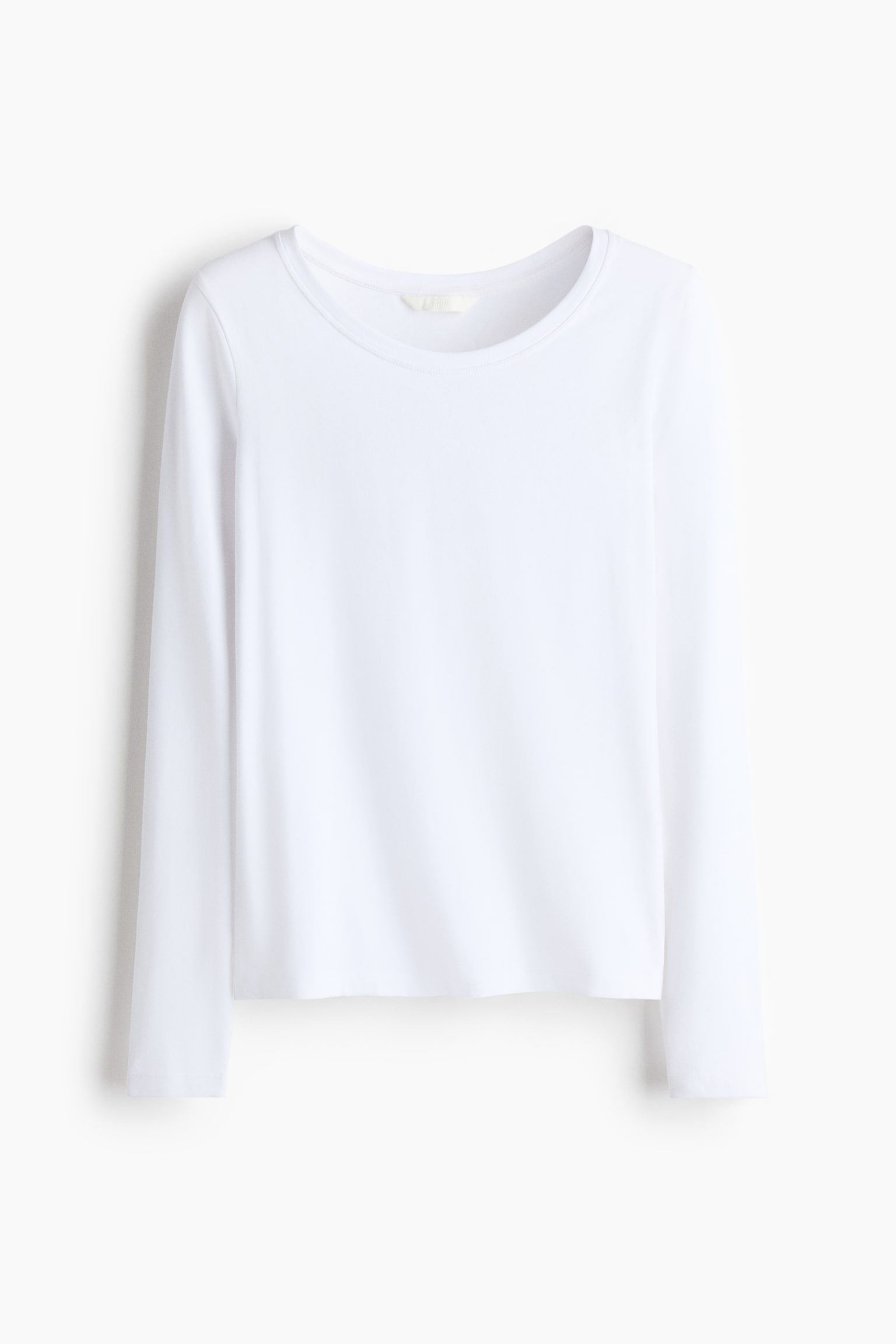 Женский топ H&M Fitted Cotton Top, цвет: Белый — фото 1