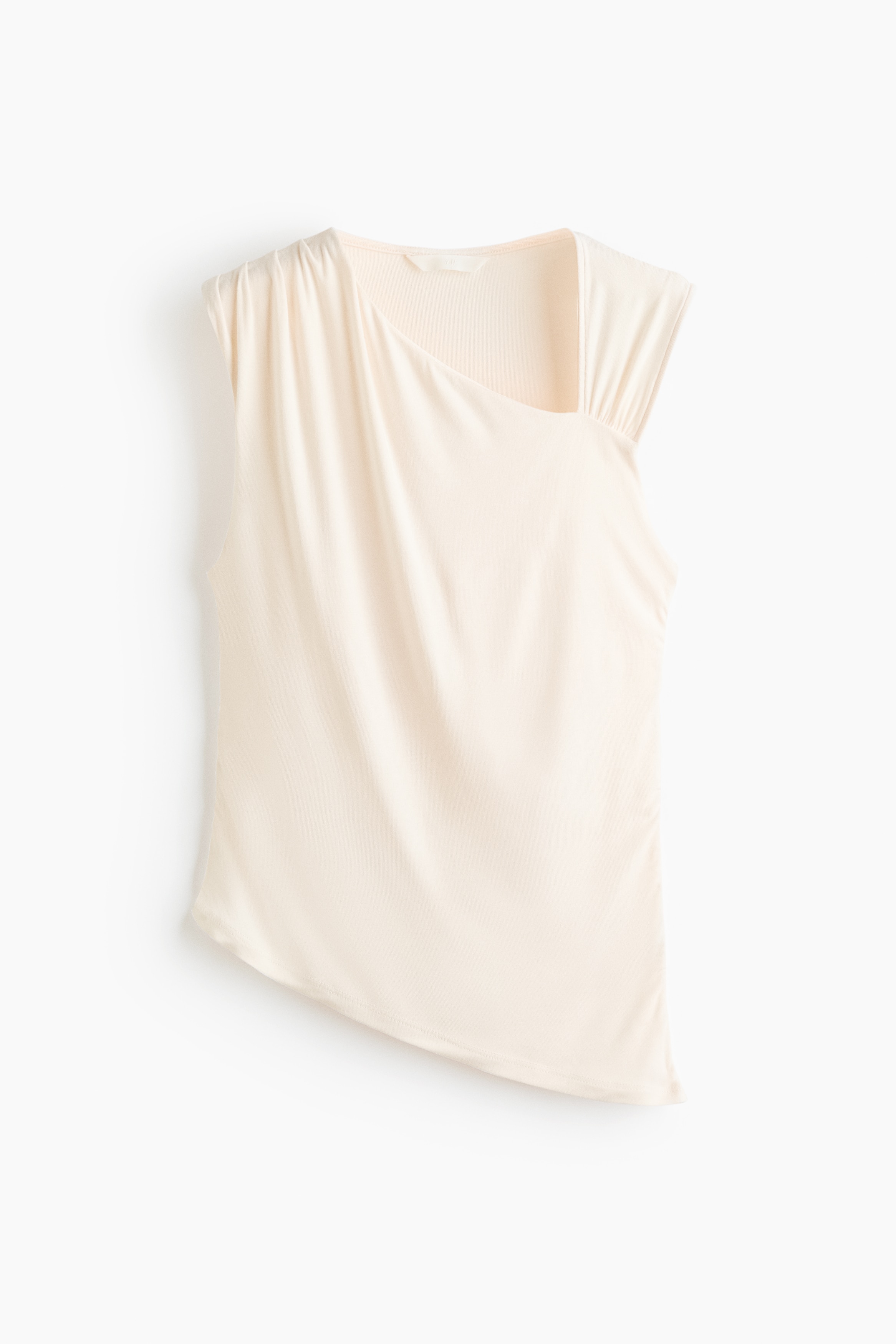 Drapert asymmetrisk topp - Cream/Mørk brun/Lys gul