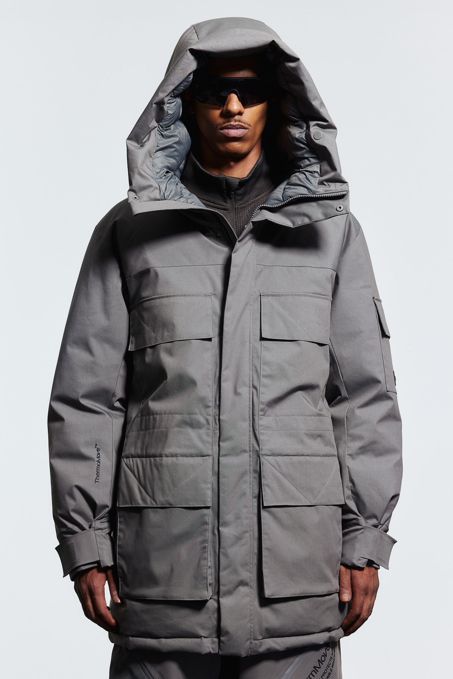 Regular Fit 2-layer insulated parka - Dark grey/Black - 4