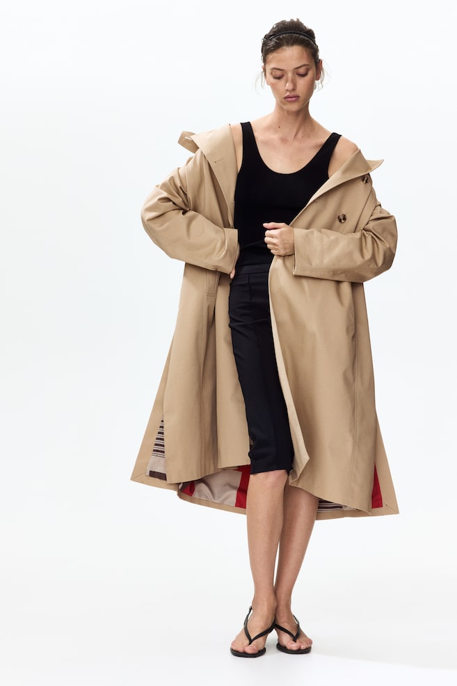 Funnel-collar trench coat - Beige - 5