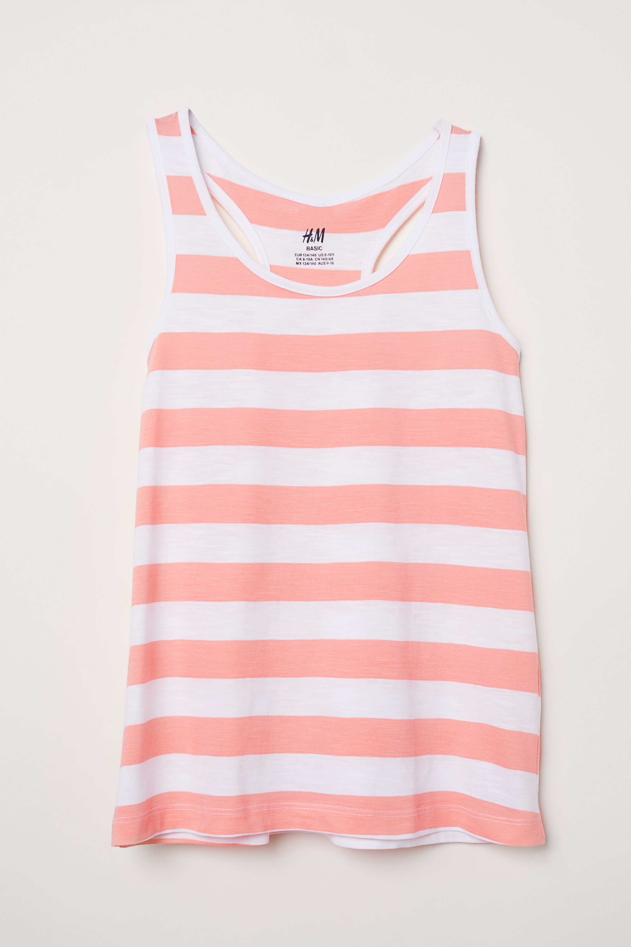 View larger image: Racer-back jersey vest top - White/Apricot striped - Kids | H&M 1