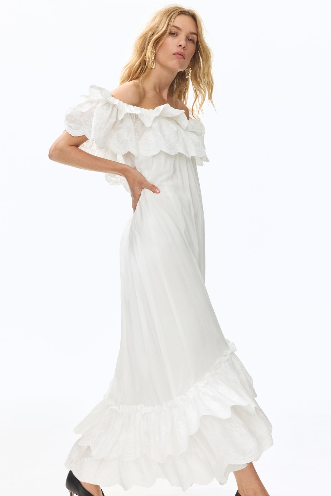 Ruffle-Trimmed Off-the-Shoulder Dress - image 3