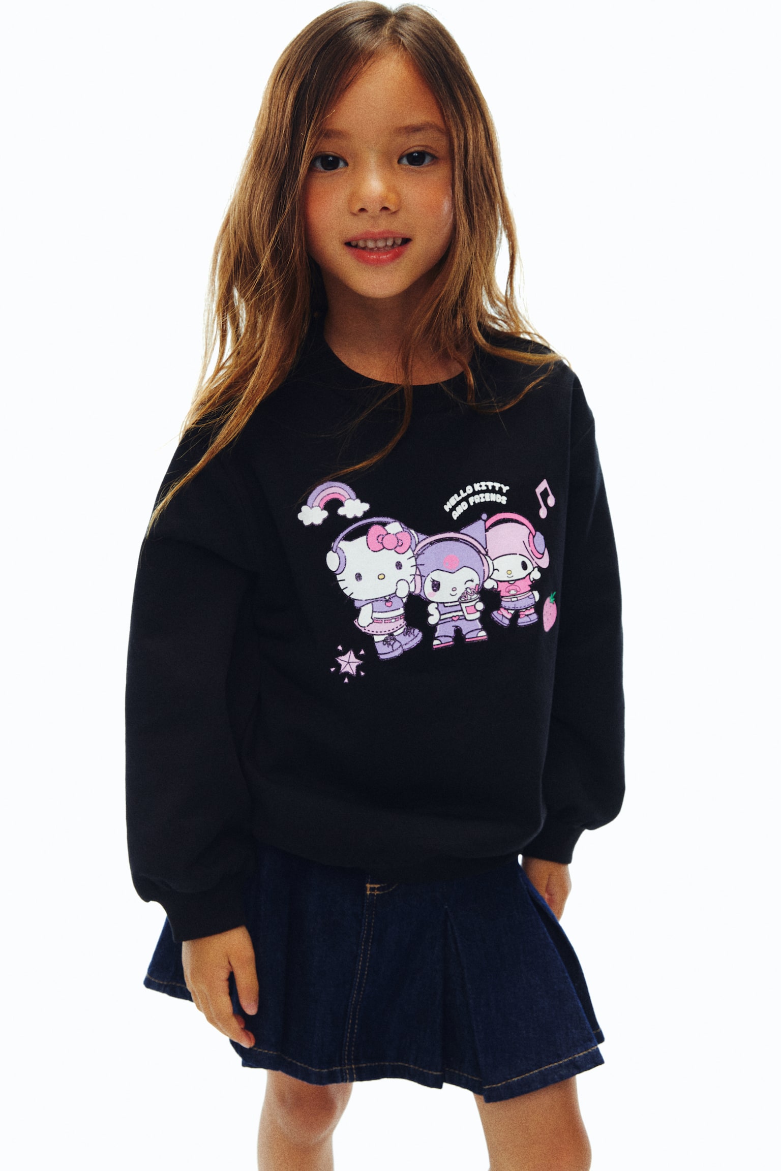 プリントスウェットシャツ - ブラック／ハローキティ/ライトパープル／ハローキティ/ライトブルー／シナモロール - 4