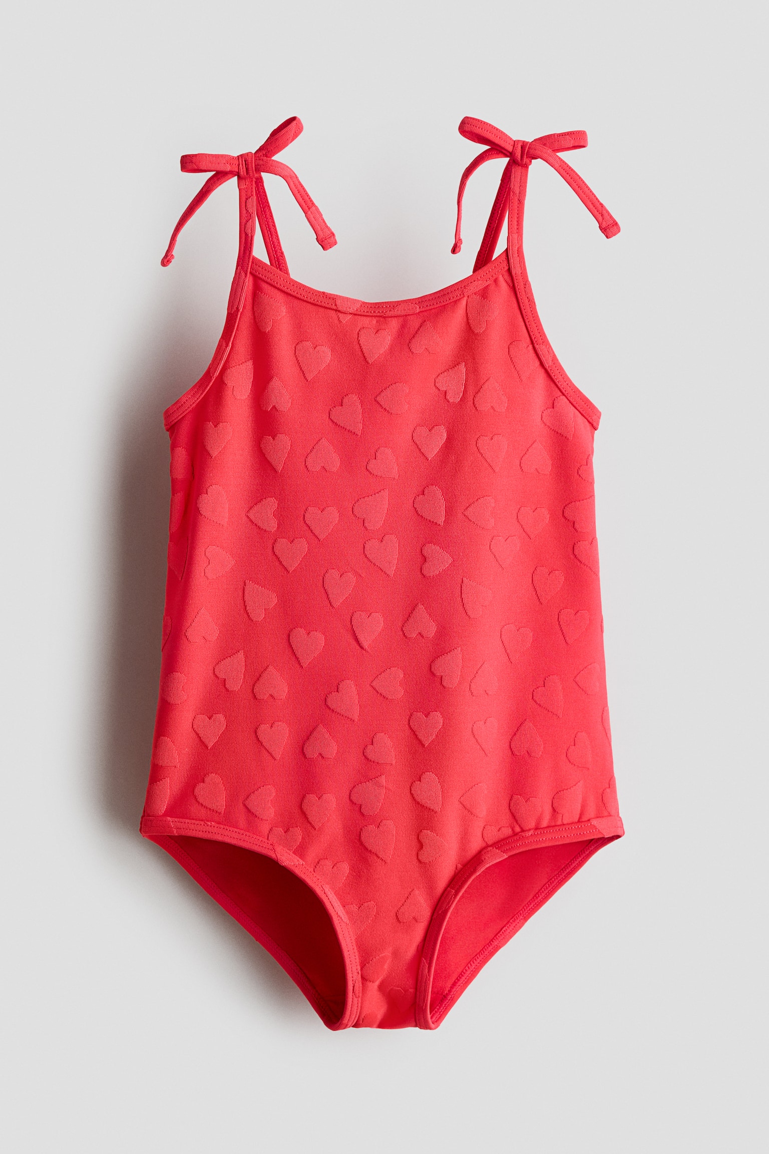 Texture-pattern swimsuit - Red/Hearts