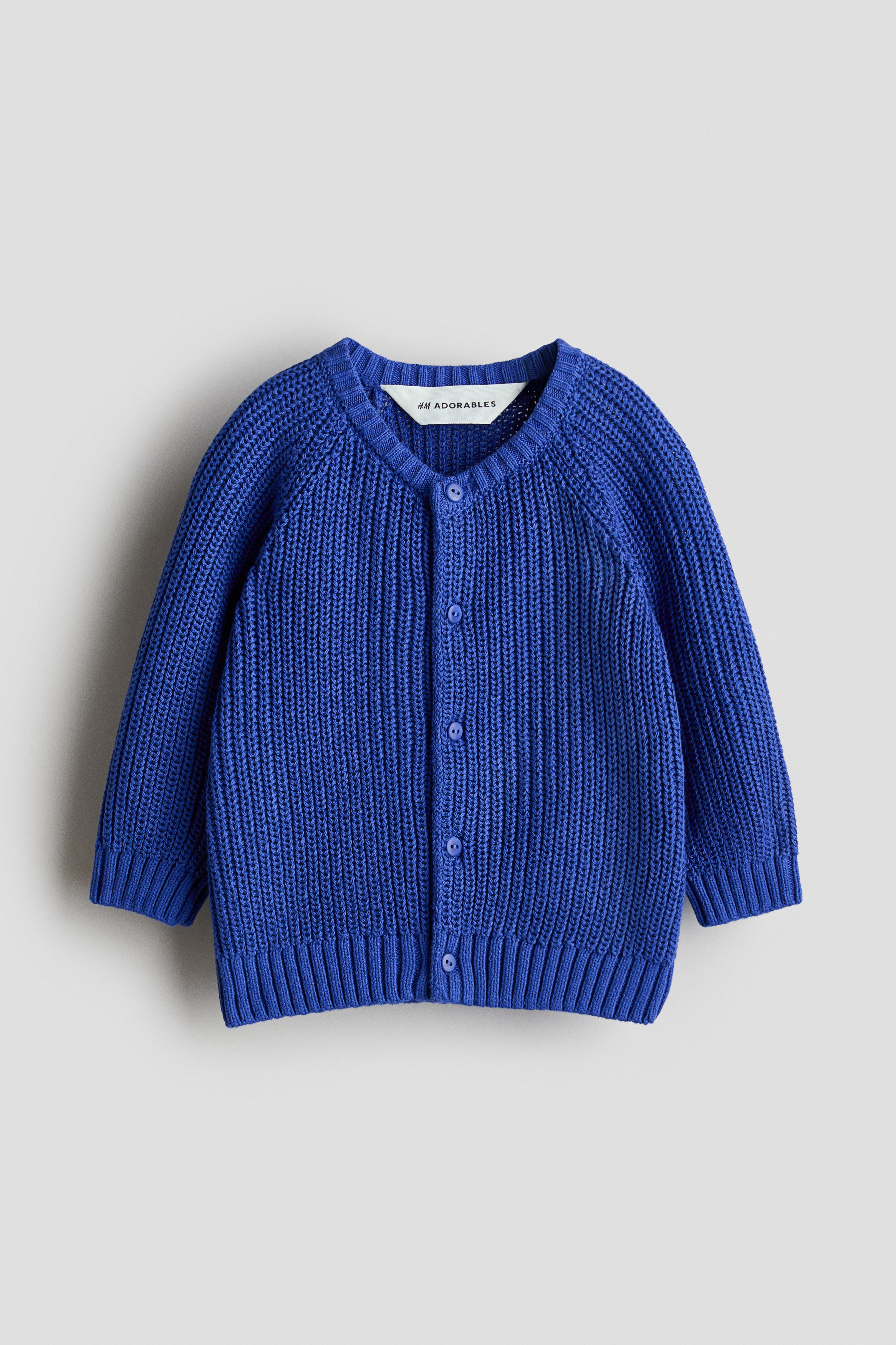 Patent-knit cotton cardigan - Bright blue/Beige/Khaki green