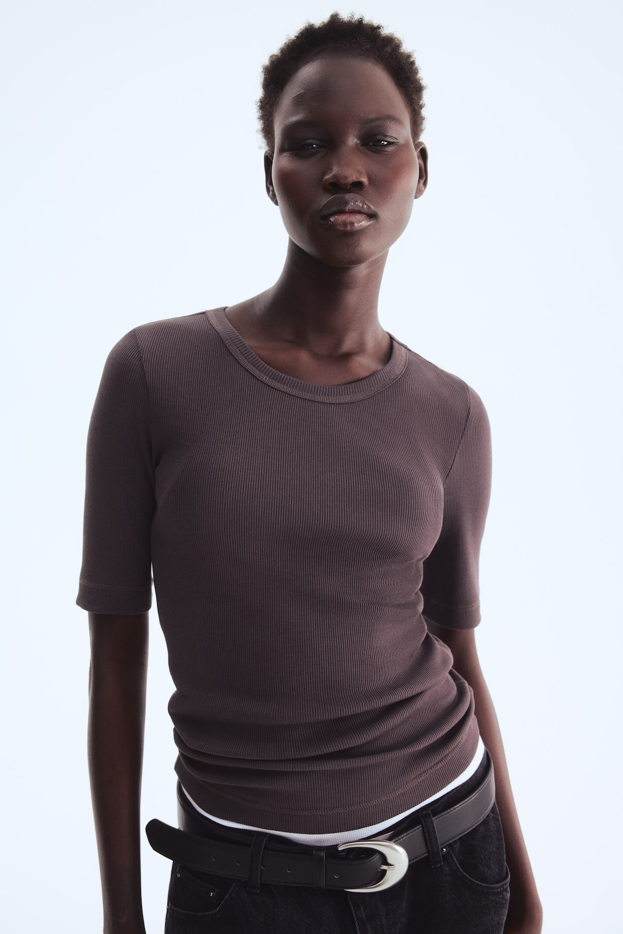 Ribbed Silk-Blend Top - image 3