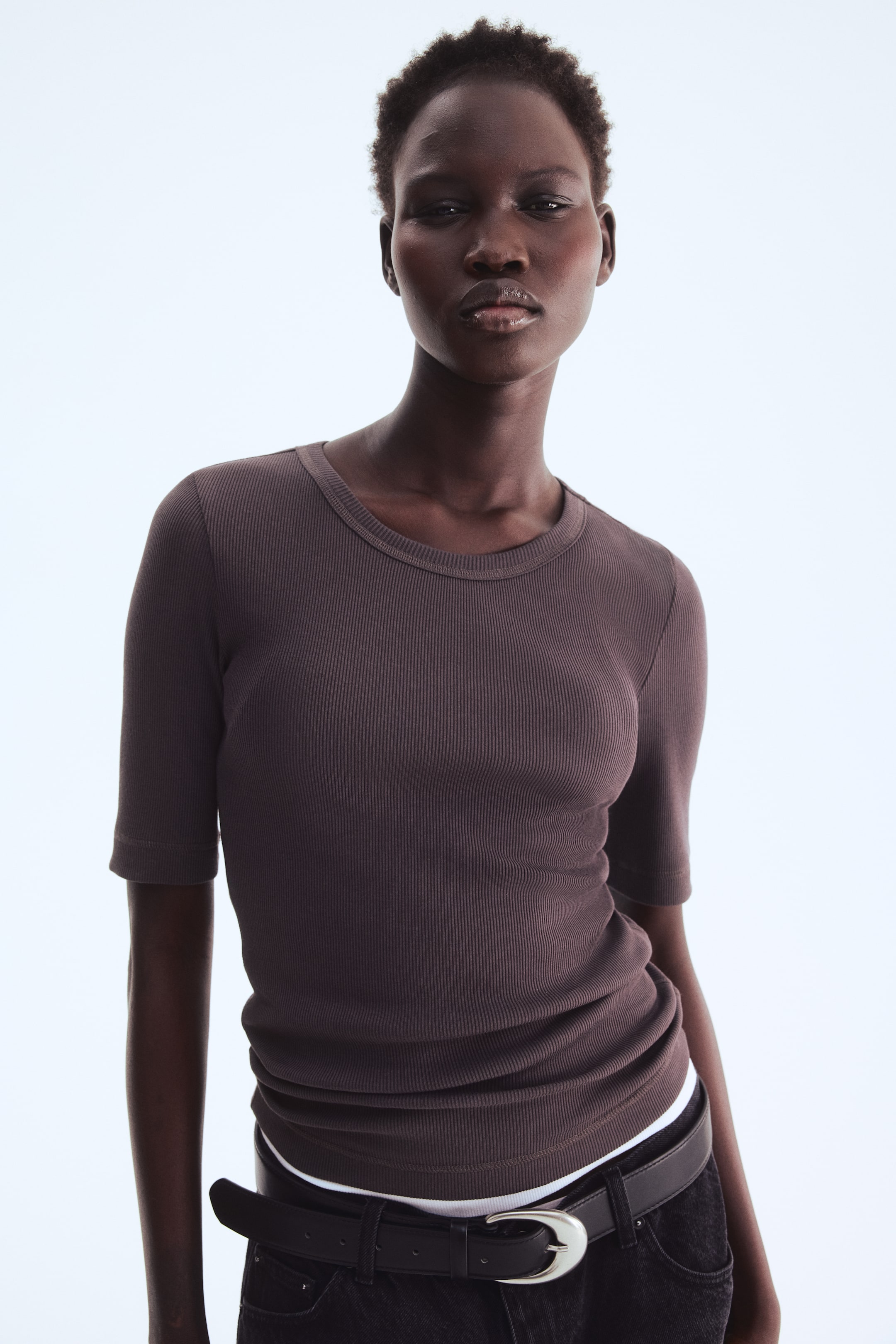 Женские топы H&M Ribbed Silk-Blend Top — фото 4