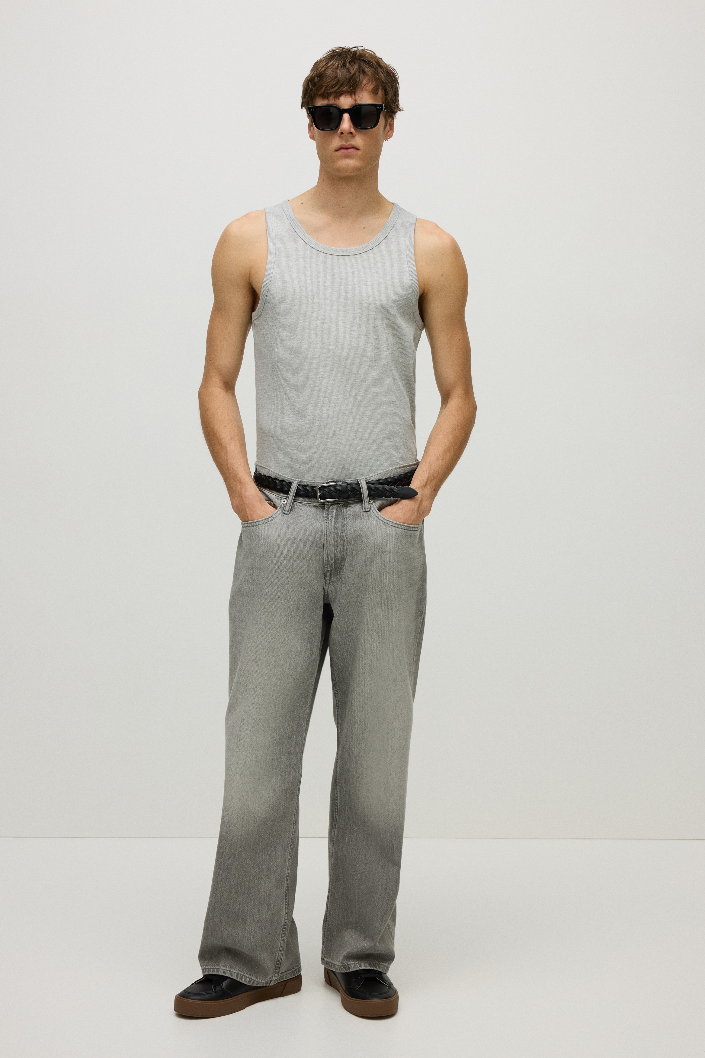 スリムフィット リブタンクトップ - グレーメランジ - Men | H&M JP