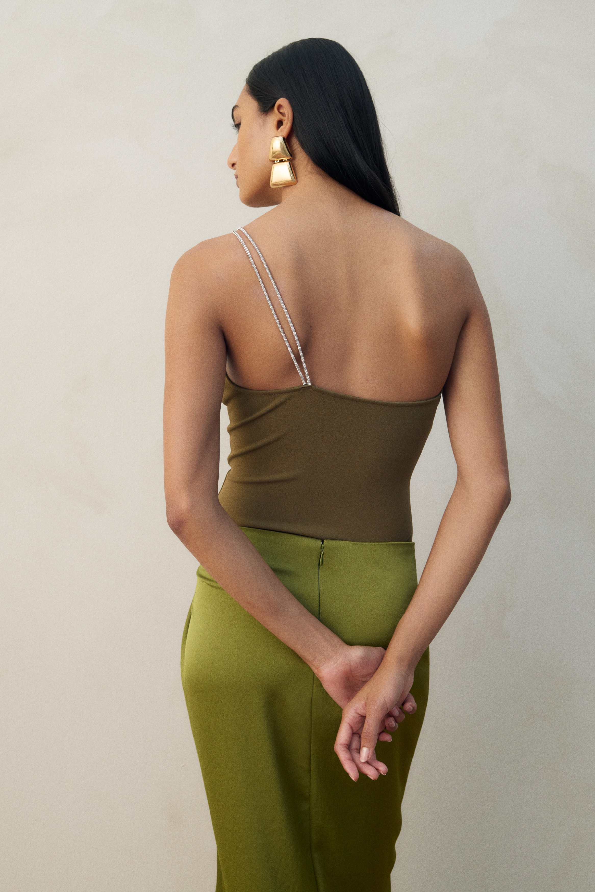 Rhinestone-strap one-shoulder body