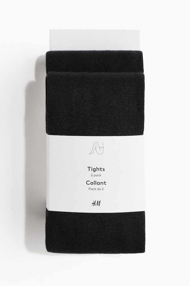 2-pack fine-knit tights - Black/Black/Beige marl/Brown marl/Grey marl/Dark grey marl - 1