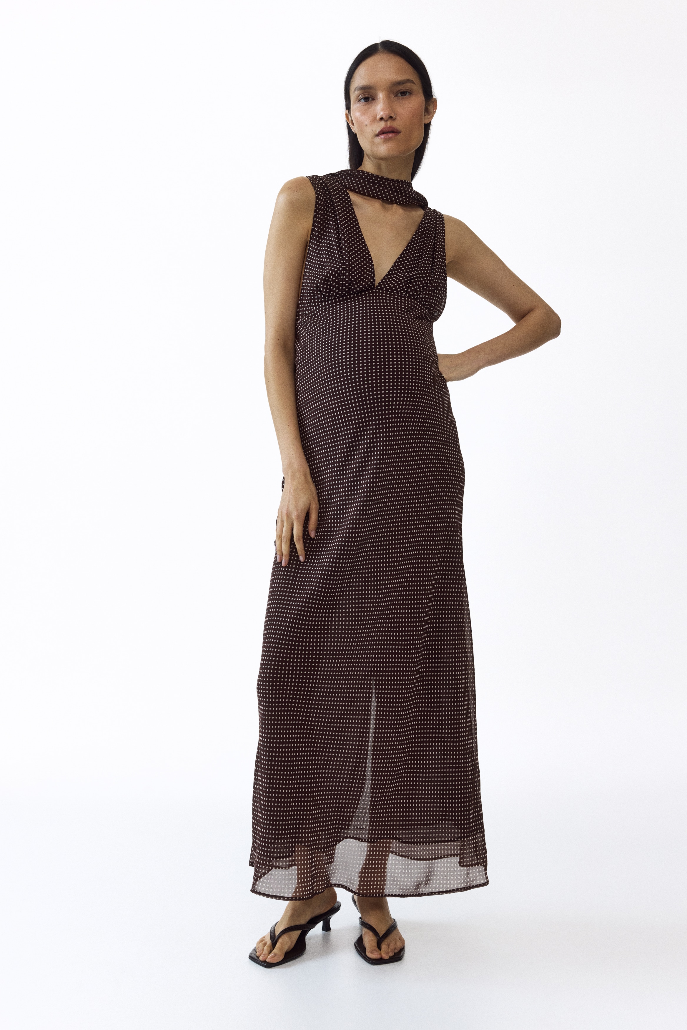 MAMA Vestido de gasa con fular decorativoAuxiliar