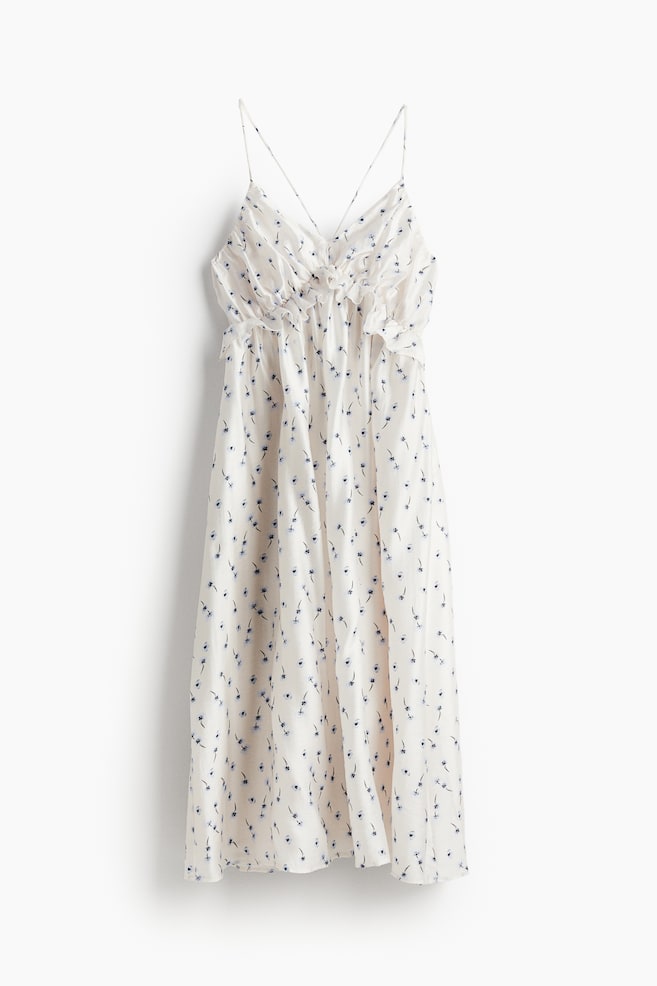 Frill-trimmed dress - White/Floral/Light blue - 1