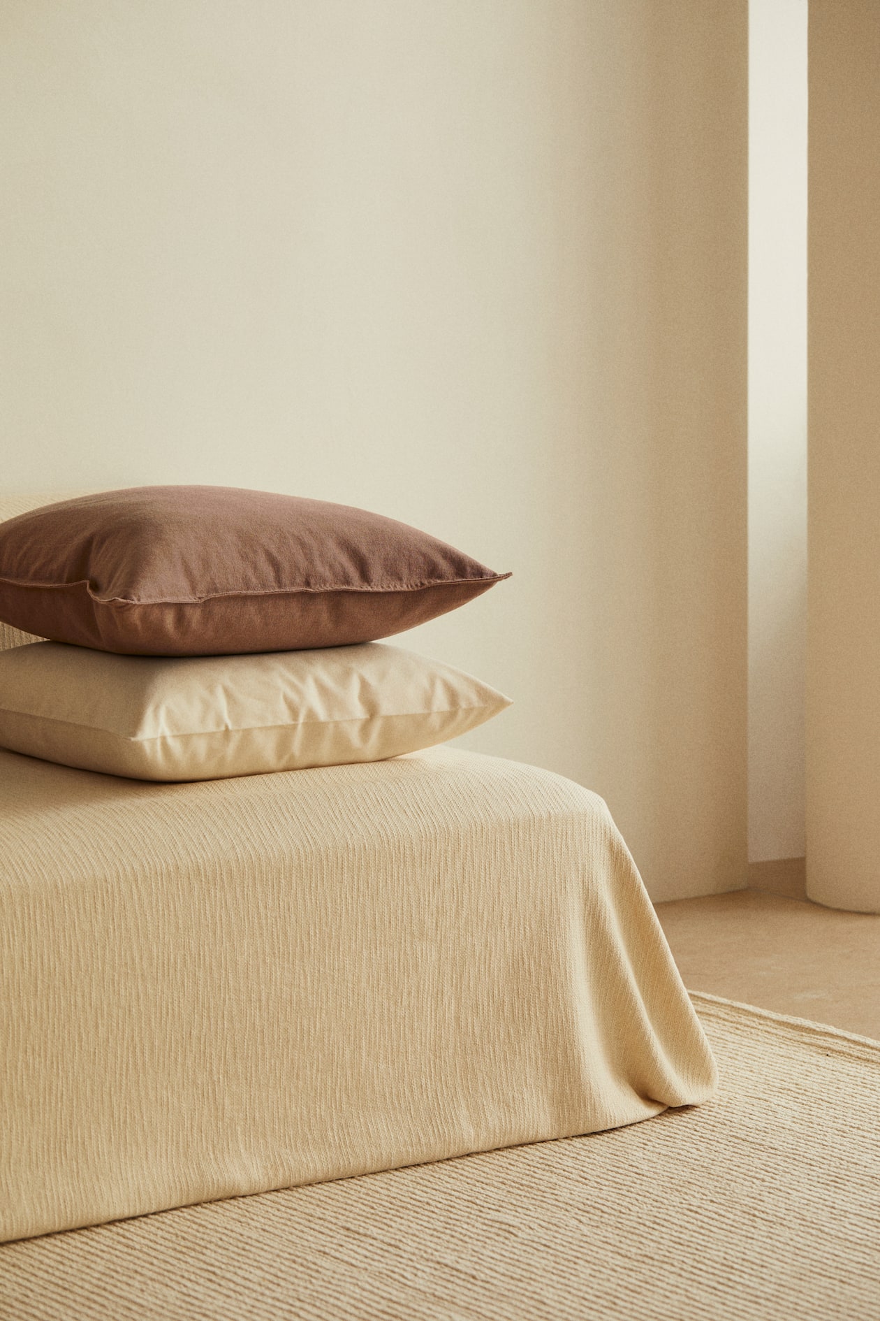 リネンブレンドクッションカバー - キャメル - Home All | H&M JP