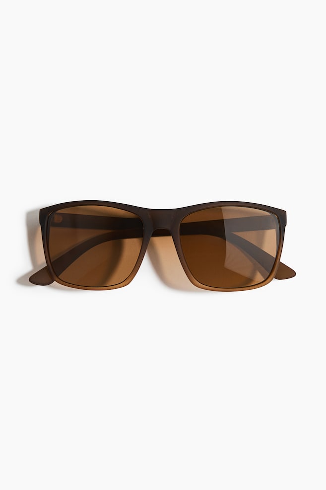 Rectangular Sunglasses - Brown/Black - 1