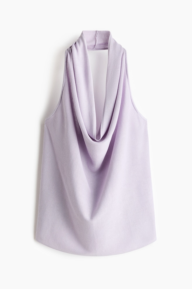 Top halterneck in maglia sottile - Lilla/Verde chiaro - 1