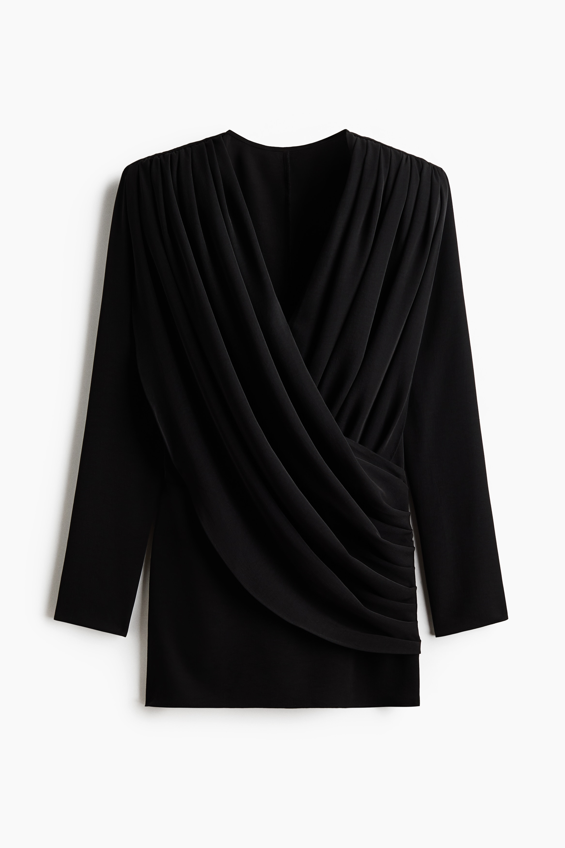 Draped Wrap Dress - Black