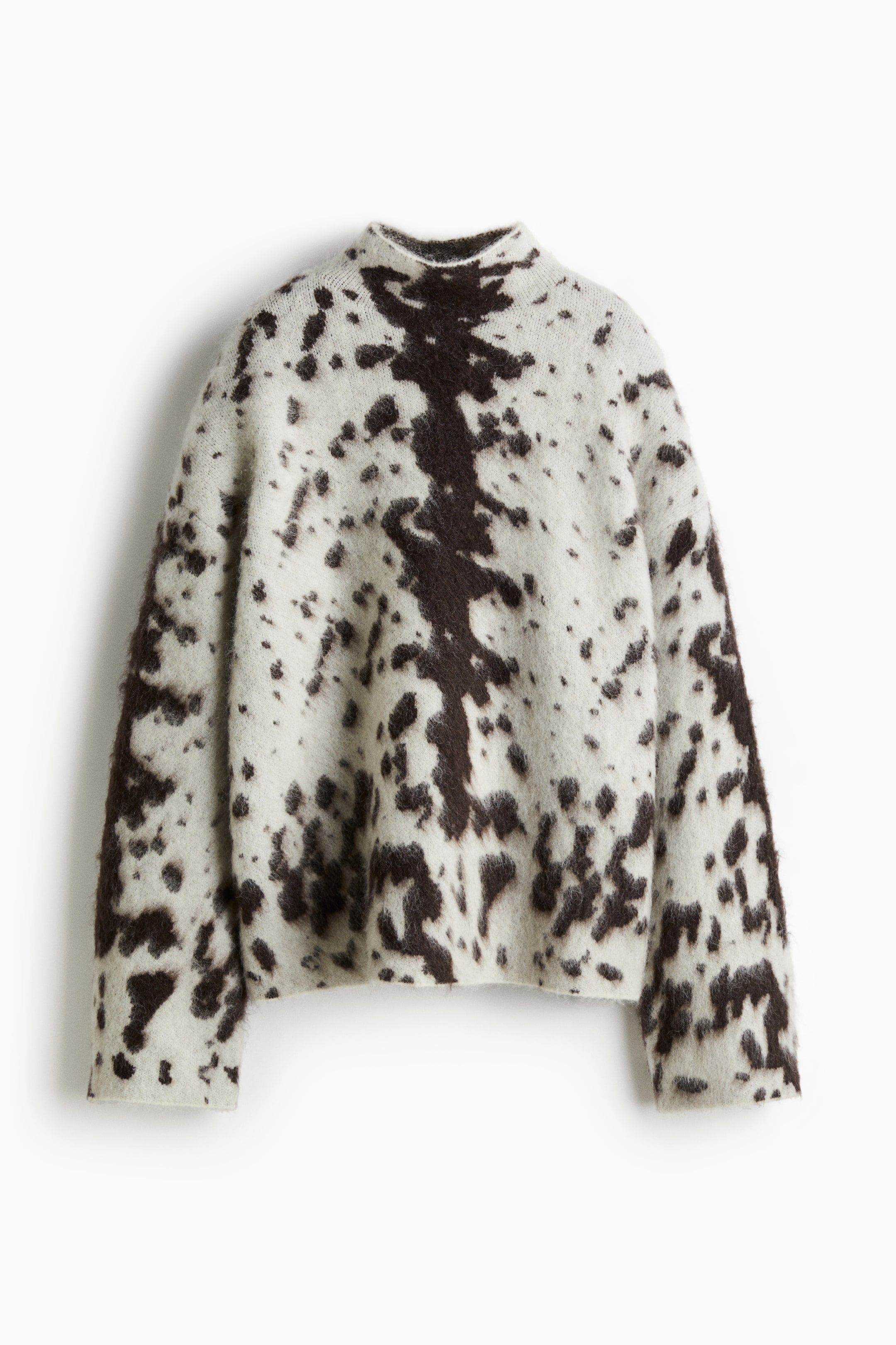 Agrandir l'image: Pull en mohair mélangé avec col cheminée - Crème/imprimé peau de vache - FEMME | H&M BE 5
