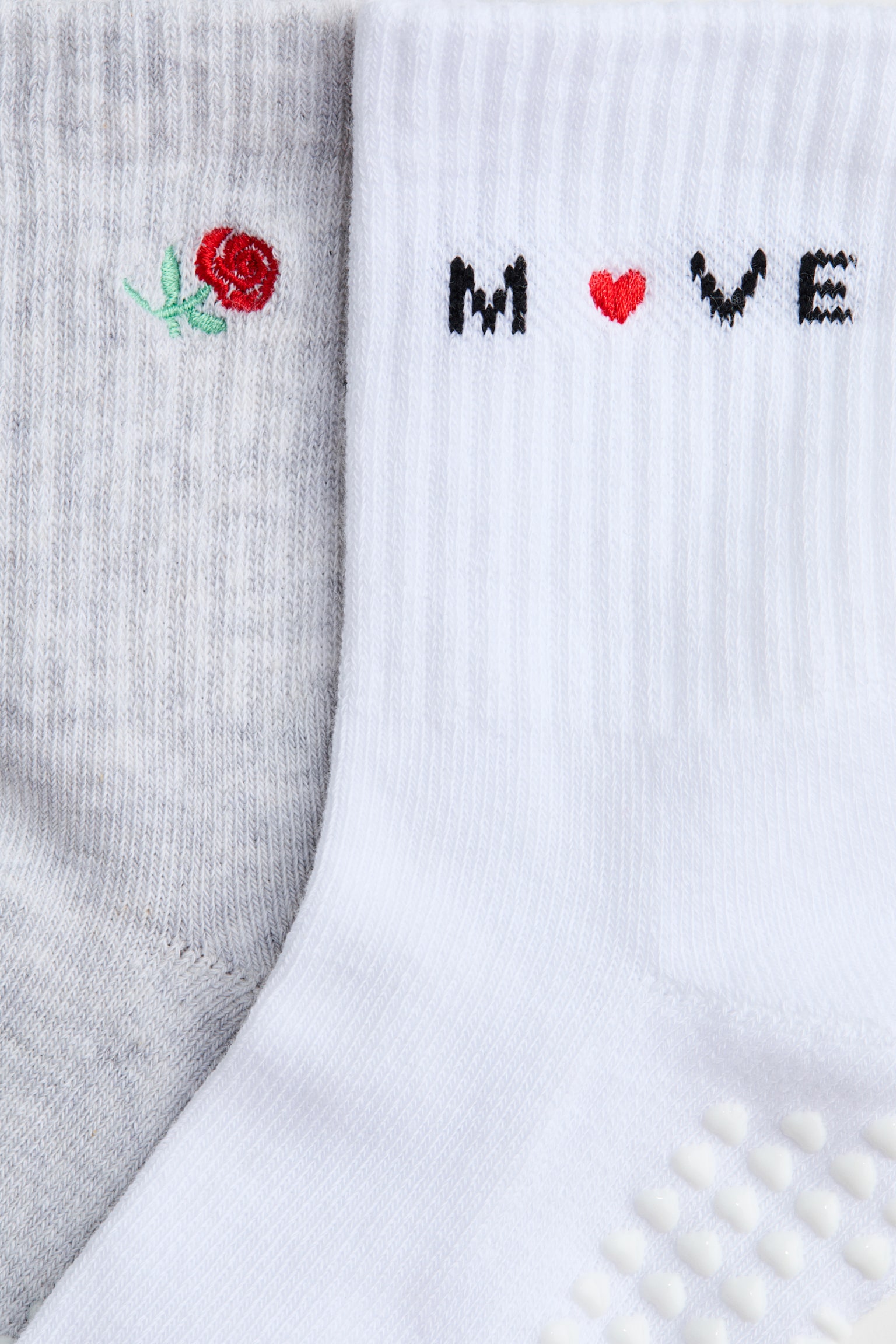 Набір із 2 пар нековзких шкарпеток для йоги - Білий/світло-сірий меланж - 3