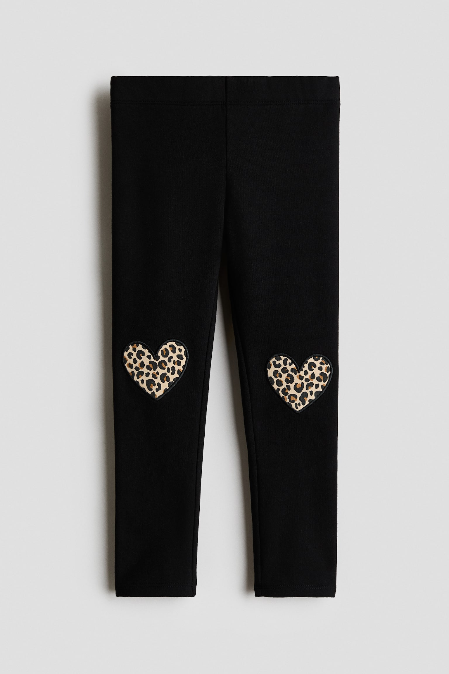 Cotton Leggings - Black/leopard print/Black/hearts