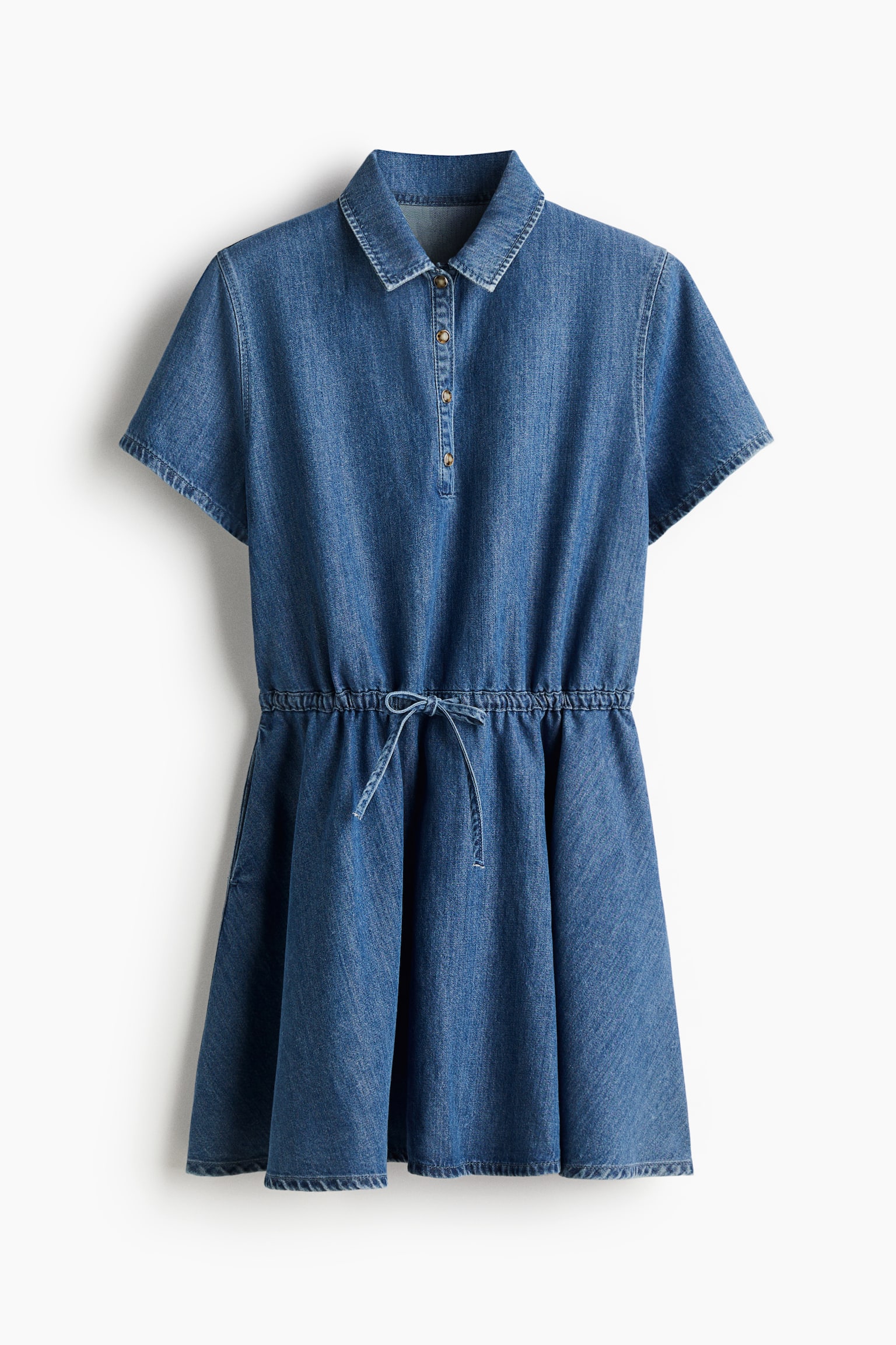 Женское платье H&M Drawstring-Waist Denim Dress, цвет: Джинсовый синий — фото 1