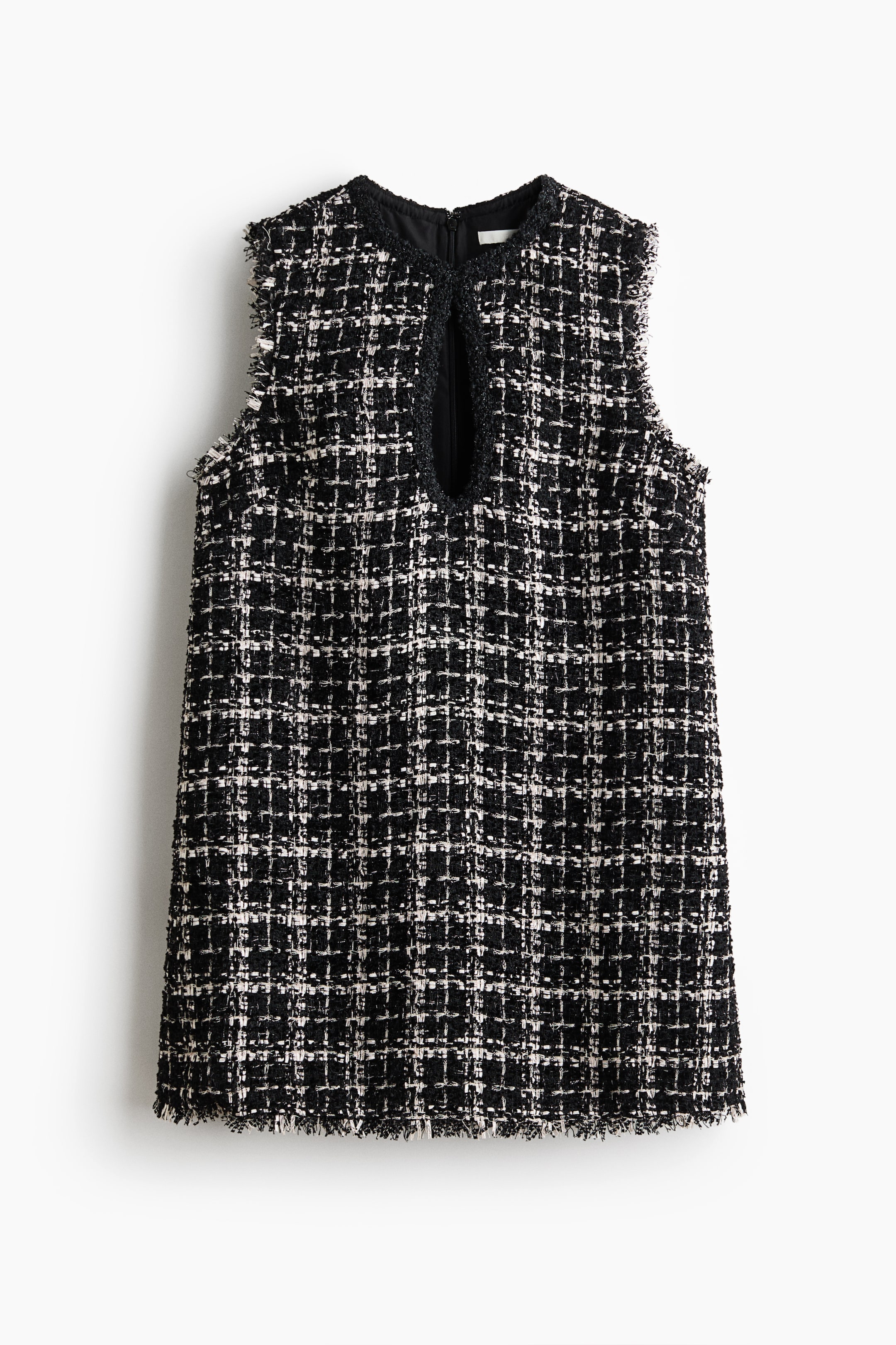 Bouclé-knit keyhole dress