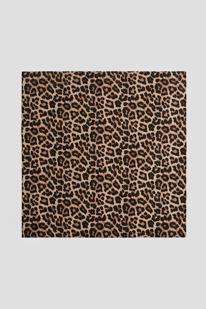 Printed Cotton Scarf - Beige/leopard print - 1