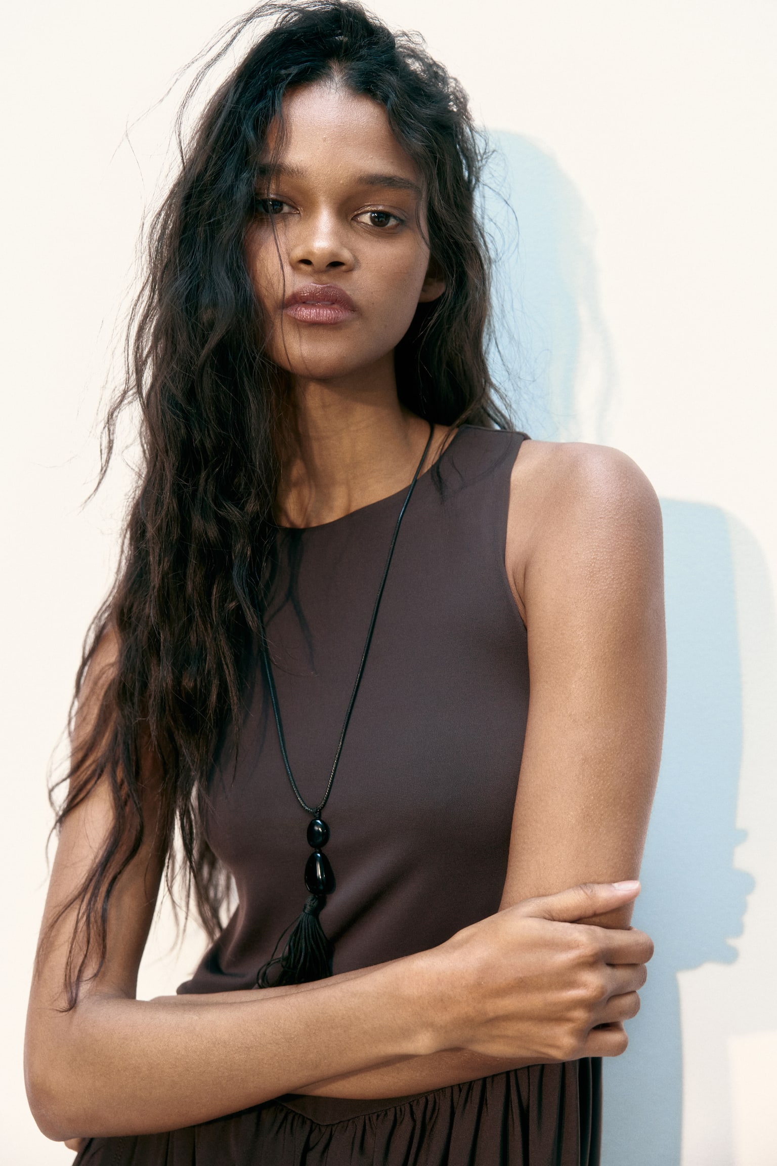 Rochie maxi cu fustă-lalea - Maro-închis - 6