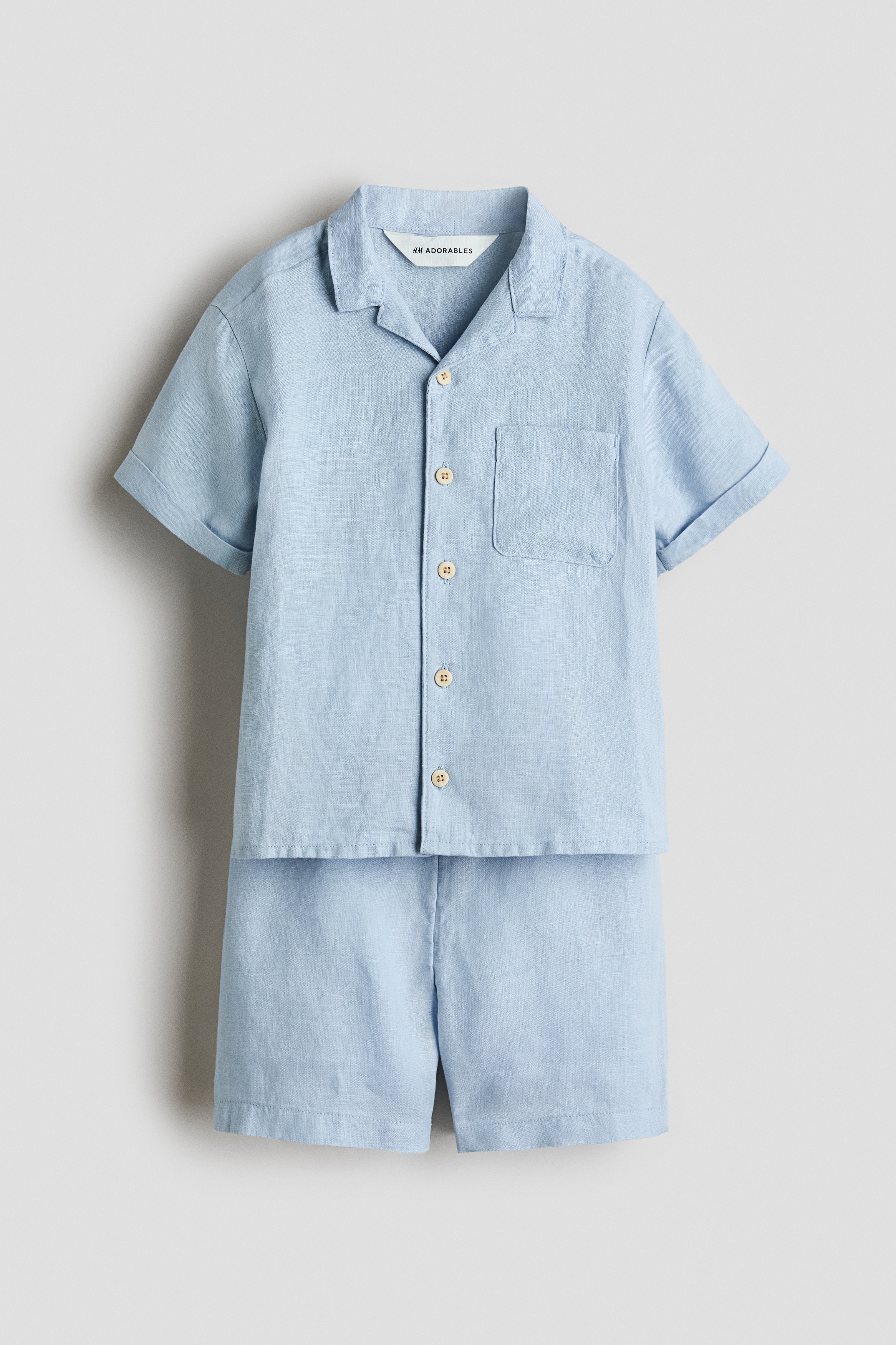 H & M – Tweedelige linnen set – Lichtblauw