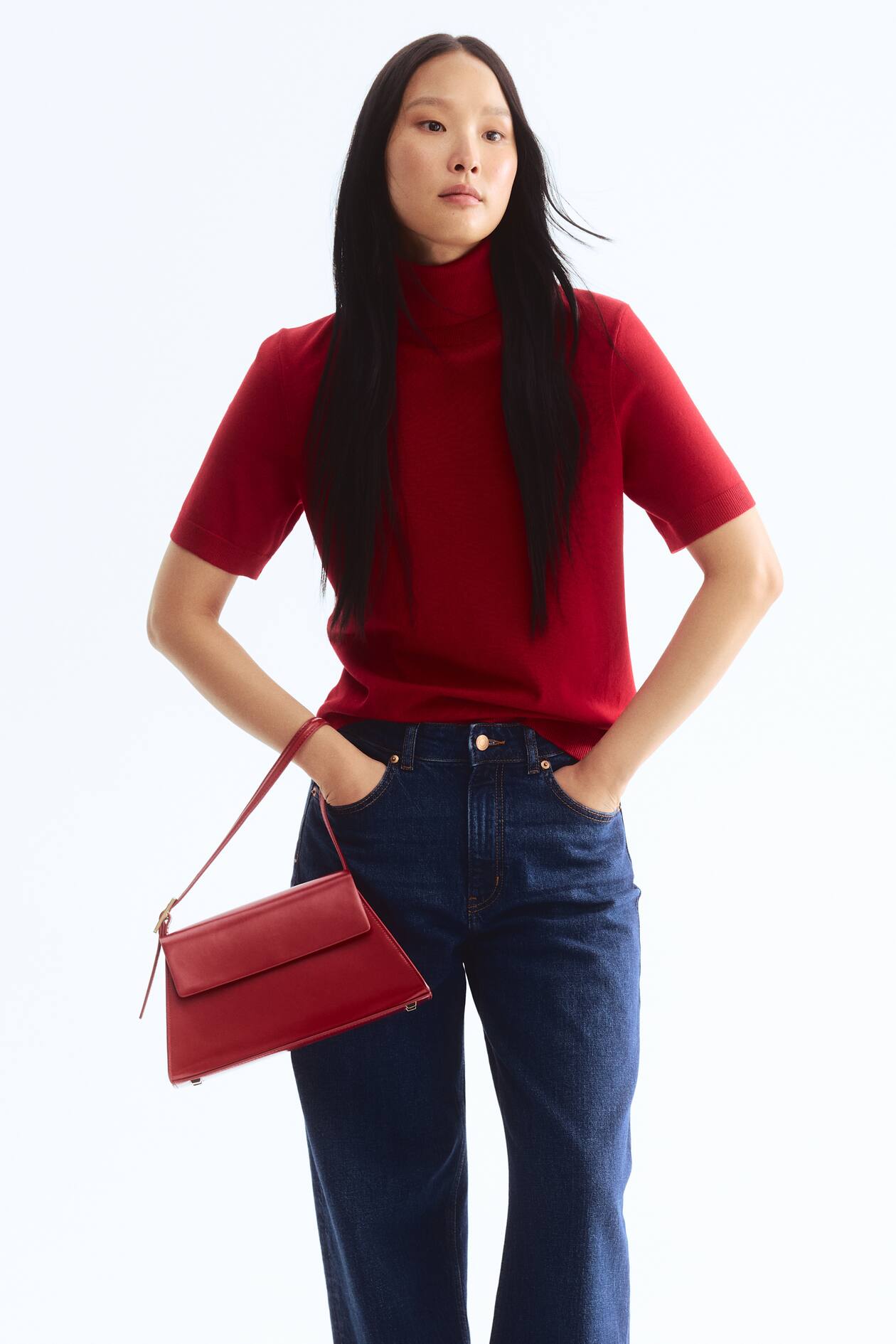 Fine-knit polo-neck top - image 4