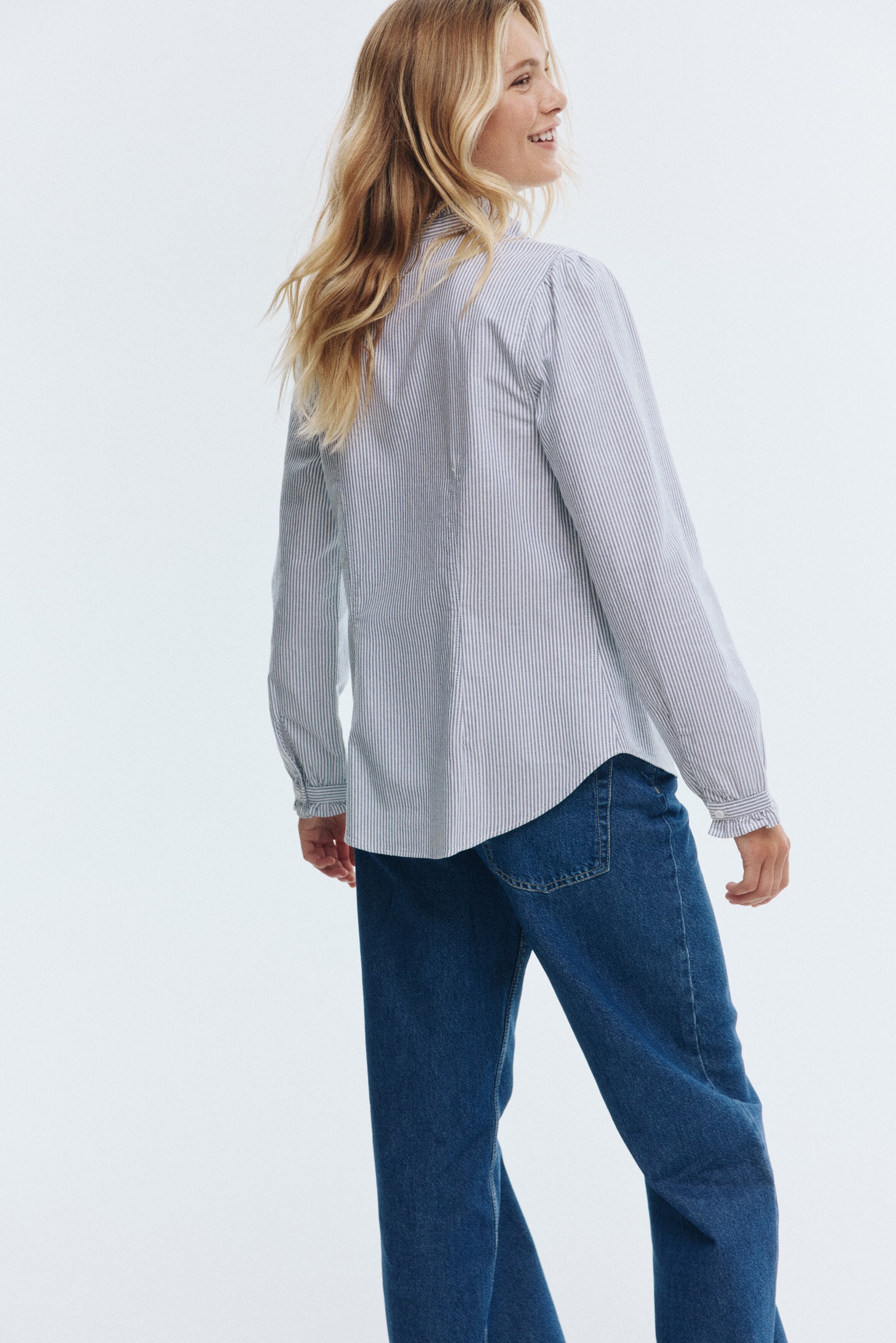 Frill-trimmed Oxford blouse