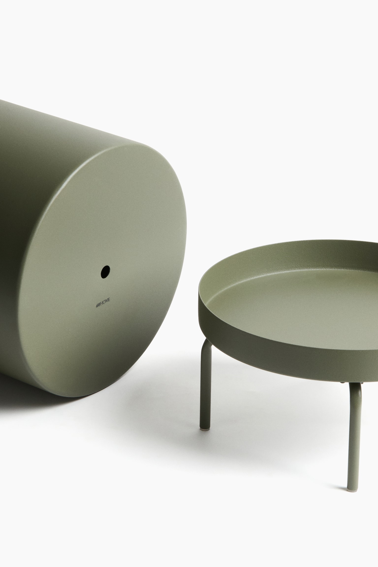 Large plant pot on a stand - Olive green/Light beige/Black - 3