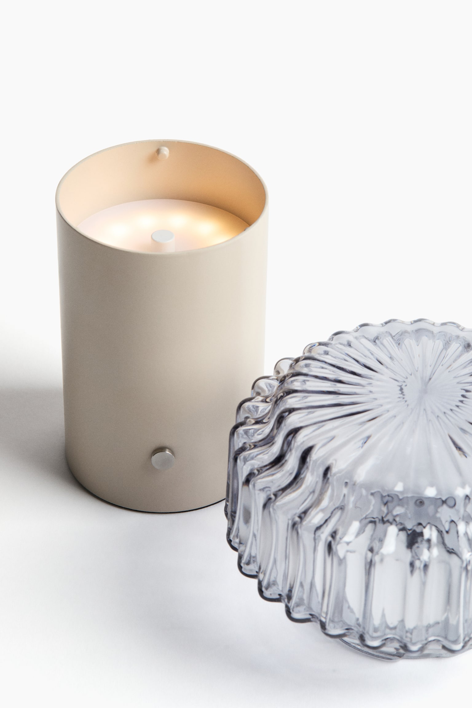 Aufladbare Tischleuchte - Hellbeige/Silberfarben/Dunkelbraun - 4