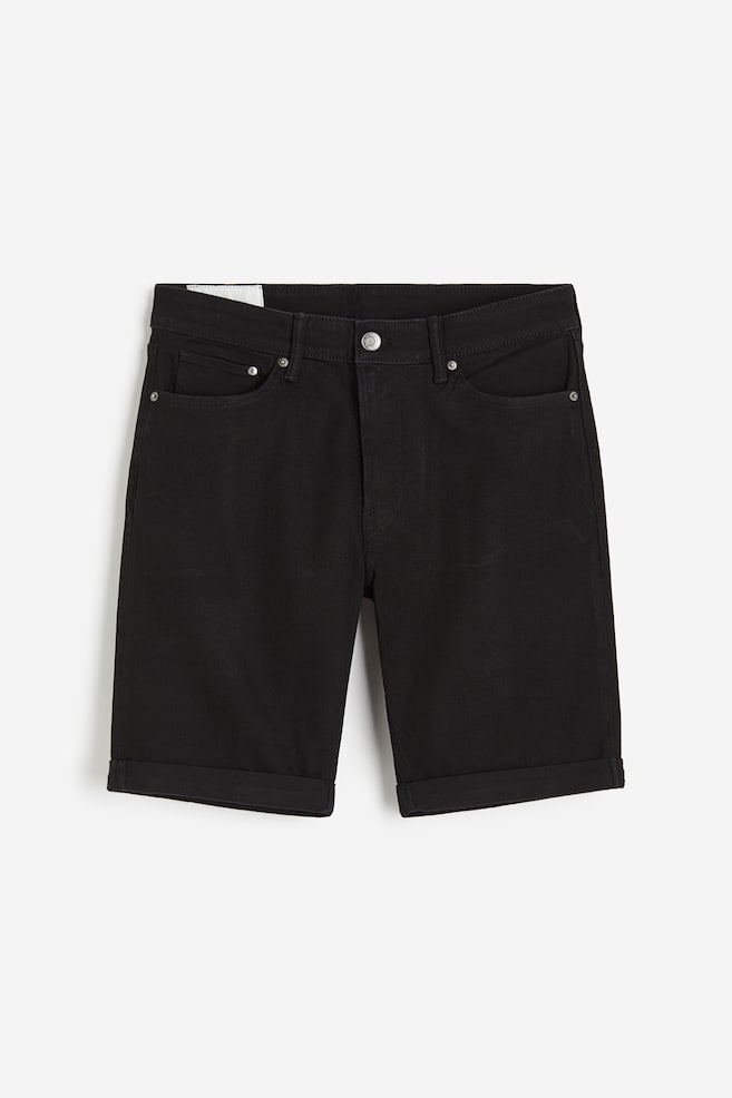 Slim Denim shorts - Black - 1