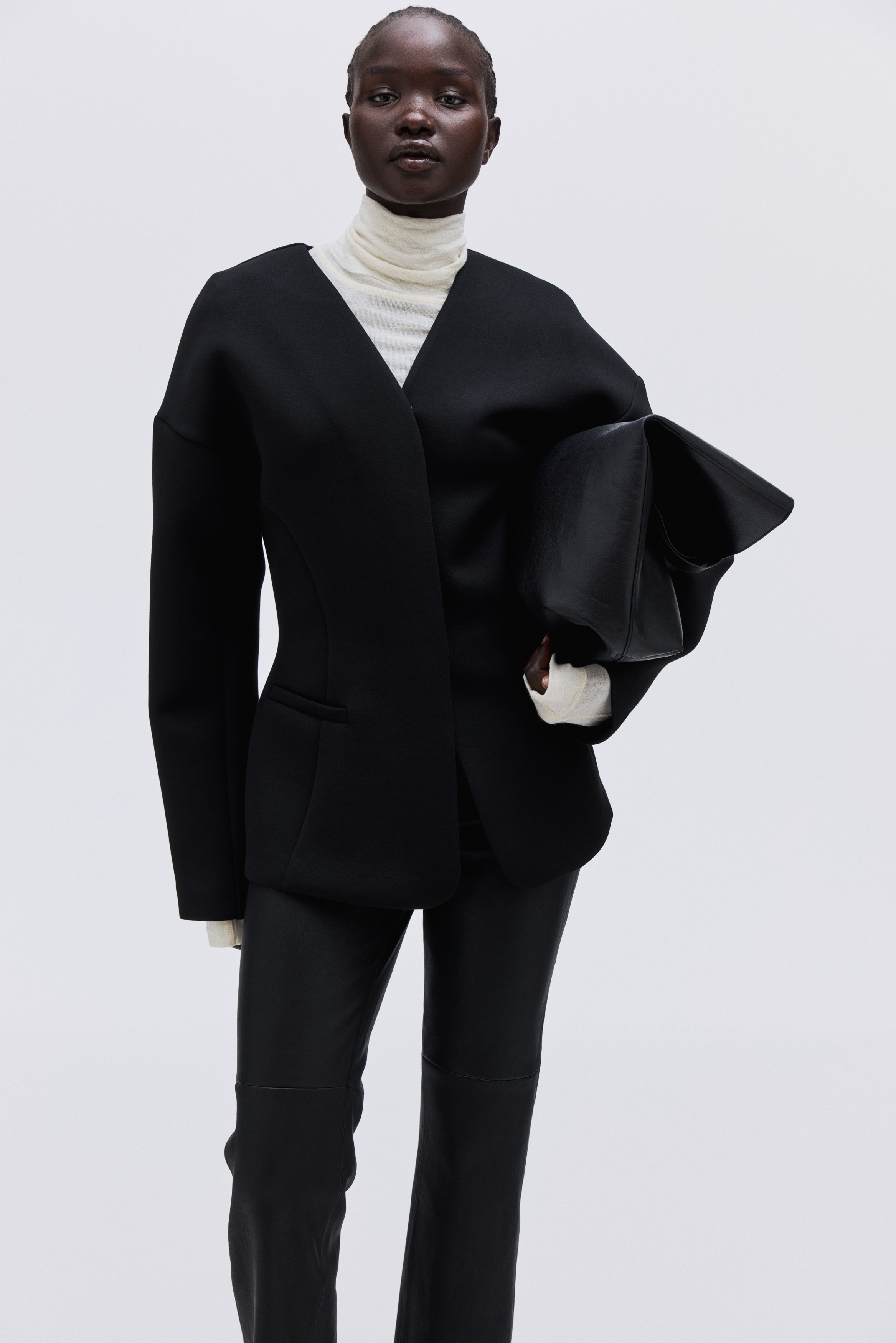 Ladies - Black Scuba blazer - Size: L  - H&M