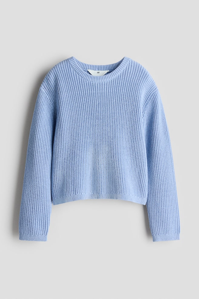 Pullover in Rippstrick - Blau/Mattrosa/Gestreift/Cremefarben/Gestreift - 1