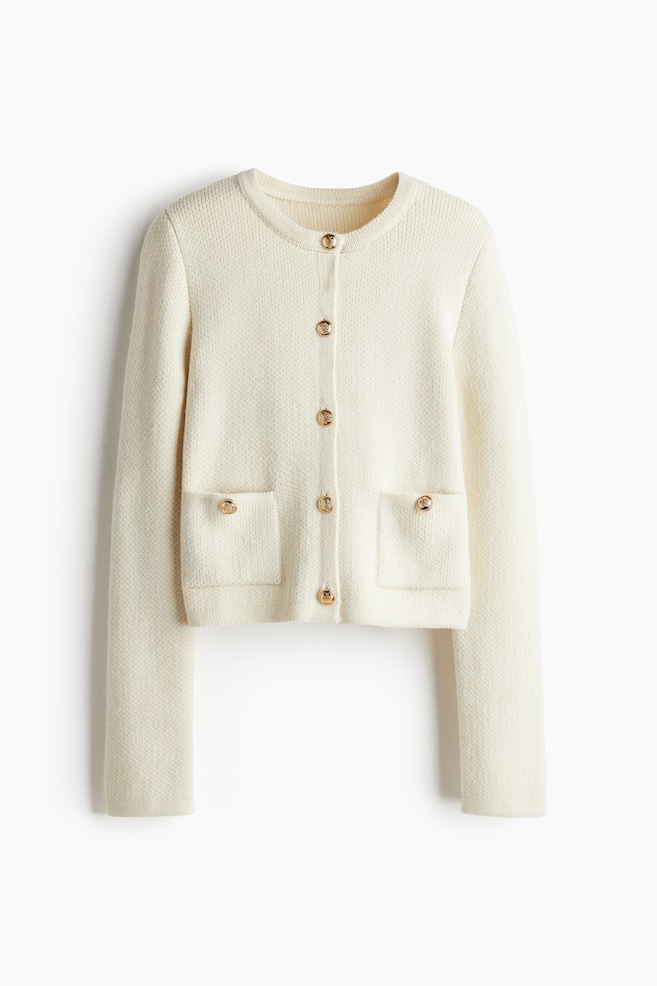 Pocket-detail cardigan - Cream - 1