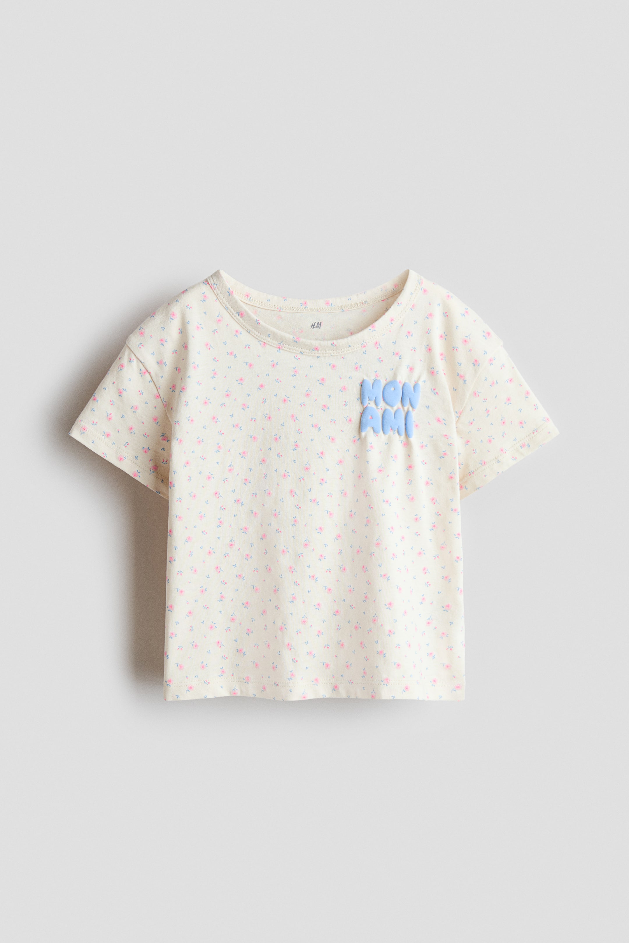 View larger image: Motif-detail T-shirt - Light beige/Bonjour - Kids | H&M IN 1