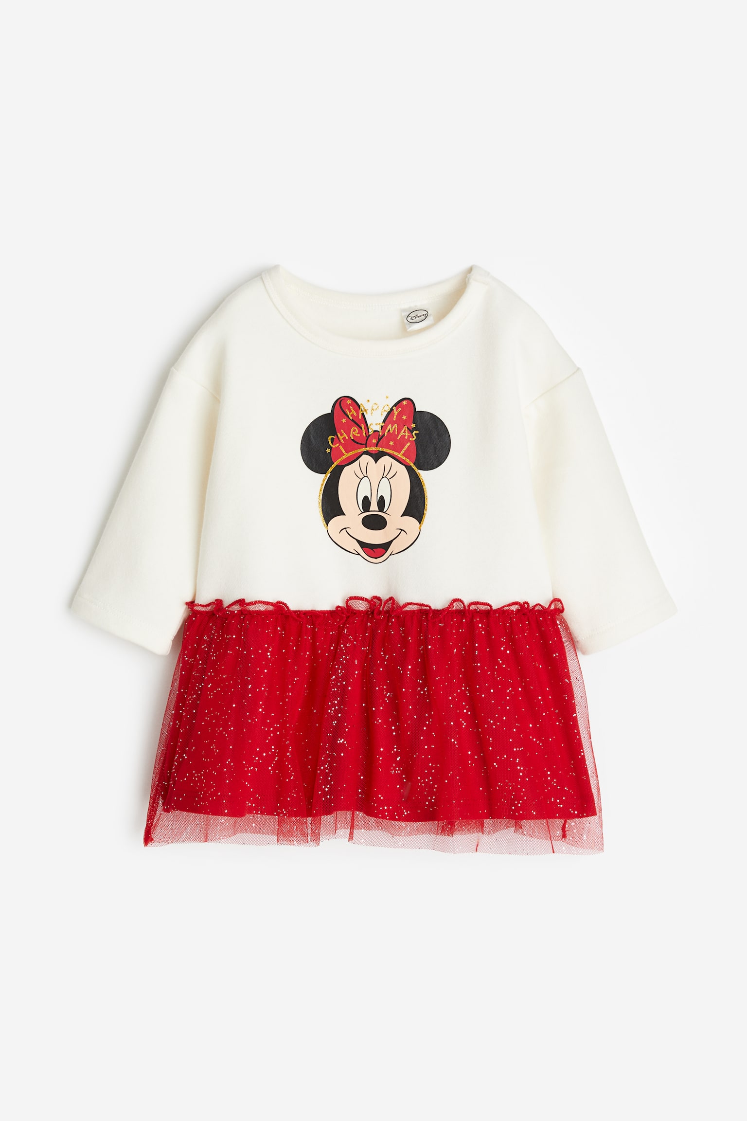 Print Tulle Skirt Dress - White/Minnie Mouse - 1