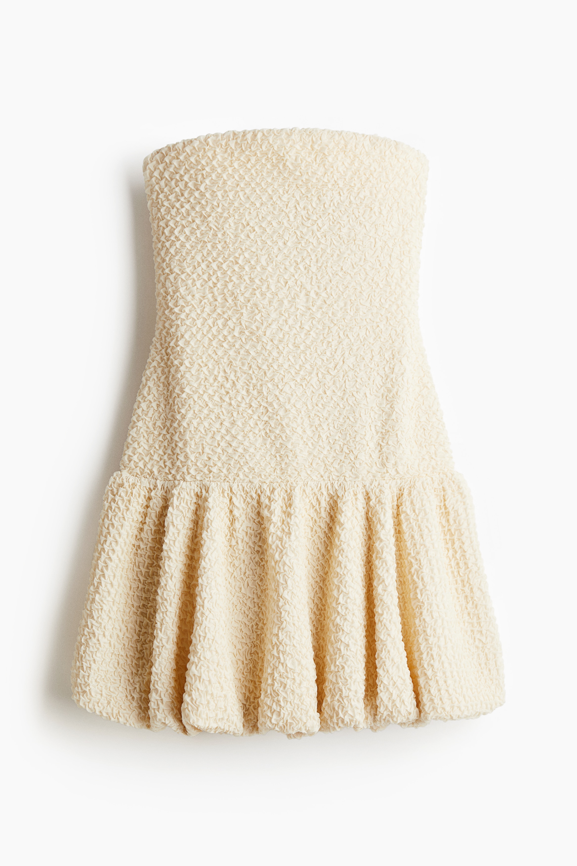 Bubble-hem bandeaujurk - Roomwit/Rood