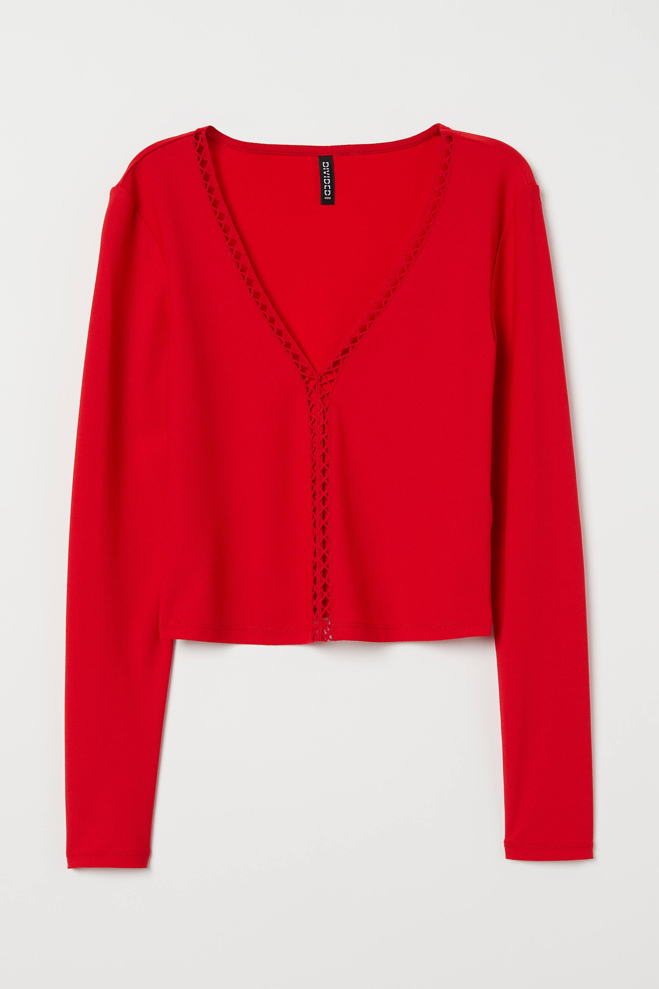 查看大圖: 蕾絲上衣 - 紅色 - Ladies | H&M 1