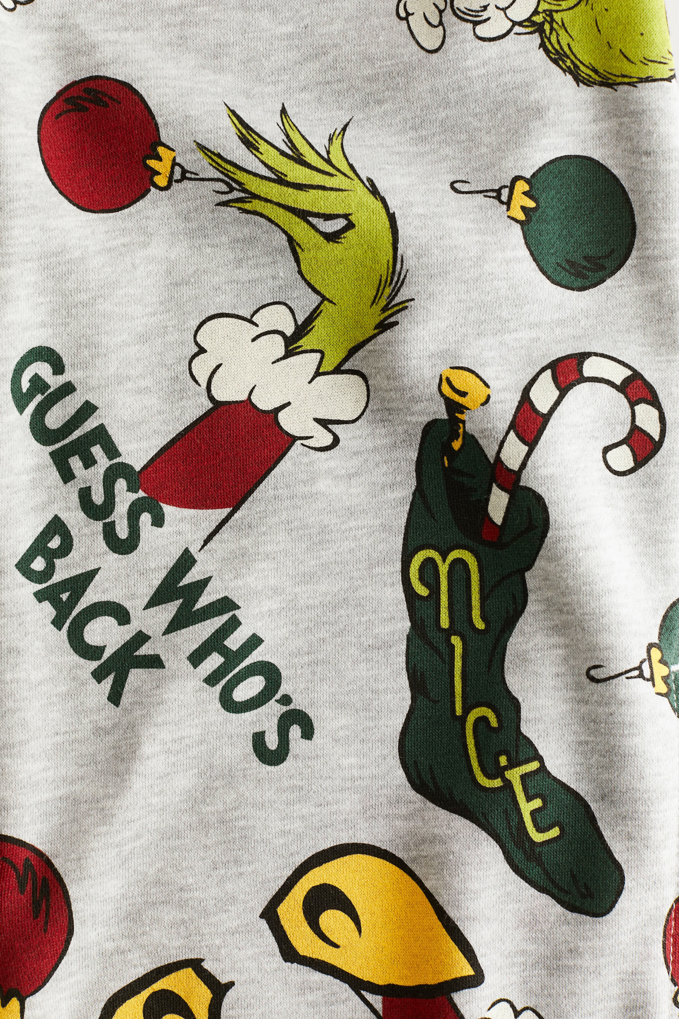 Printed brushed-inside jumpsuit Grey marl/The Grinch Kids H&M HK