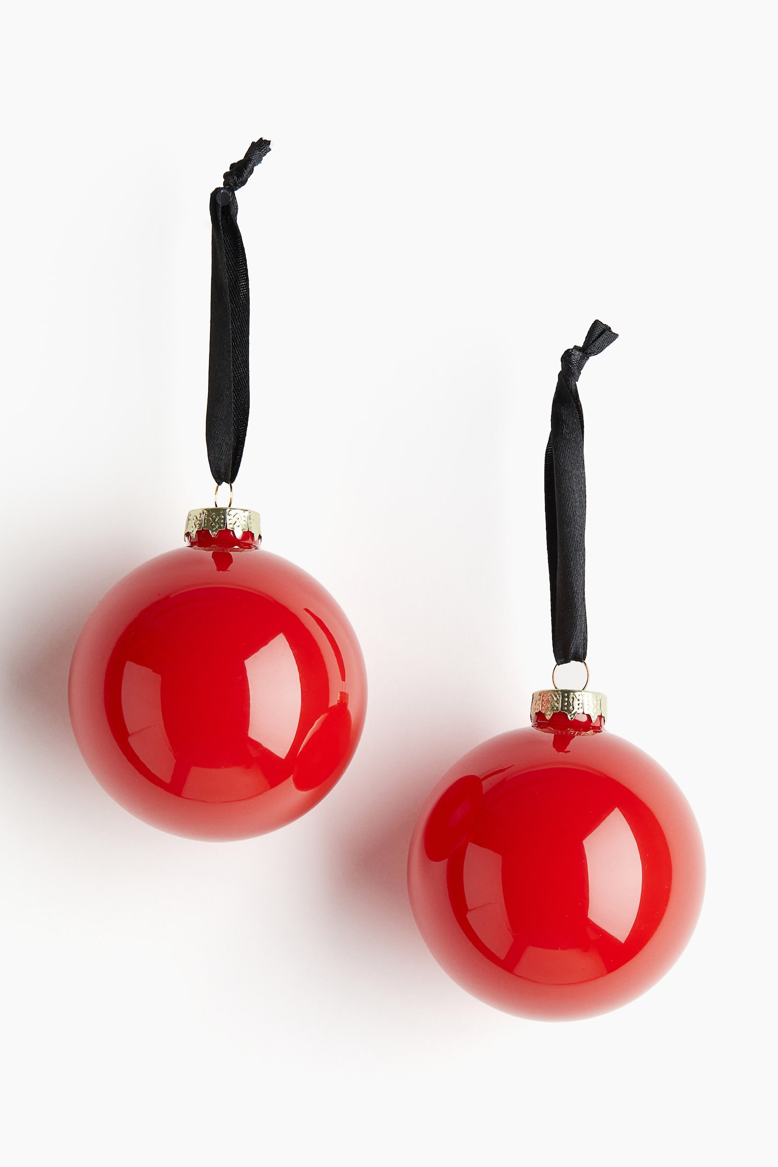 2-pack glass baubles - Red/Silver-coloured - 1